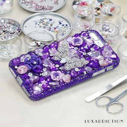 Purple Stones Diamond Butterfly Flo..