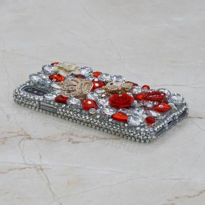 Royal Ruby Red Stones Gold Crown Ca..
