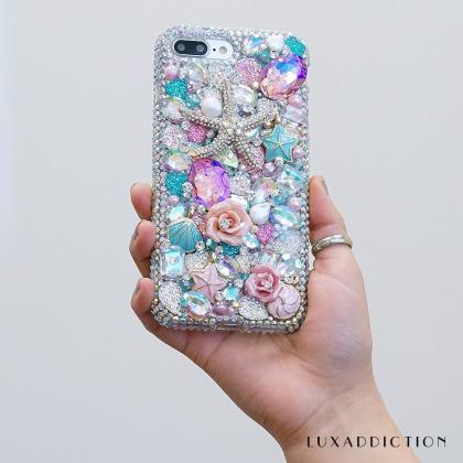 Bling Reef Garden Sea Horse Pink Roses Stones..