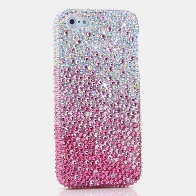 Bling Crystals Phone Case for iPhone 6 / 6s, iPhone 6 / 6s PLUS, iPhone 4, 5, 5S, 5C, Samsung Note 2, Note 3, Note 4, Galaxy S3, S4, S5, S6, S6 Edge, HTC ONE M9 (AB CLEAR CRYSTALS FADES TO PINK DESIGN) By LuxAddiction