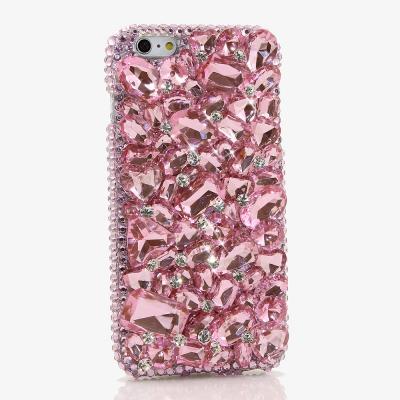Bling Crystals Phone Case for iPhone 6 / 6s, iPhone 6 / 6s PLUS, iPhone 4, 5, 5S, 5C, Samsung Note 2, Note 3, Note 4, Galaxy S3, S4, S5, S6, S6 Edge, HTC ONE M9 (PINK STONES DESIGN) By LuxAddiction