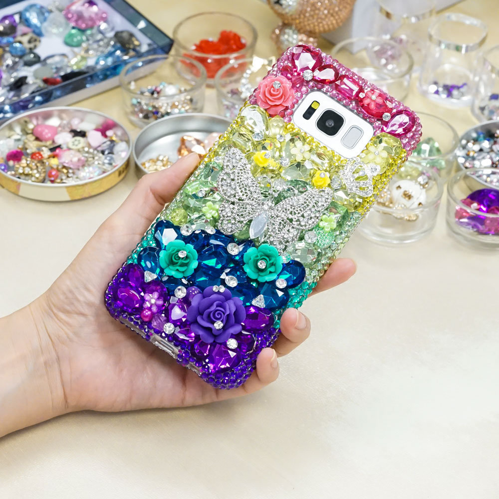 Rainbow Butterfly Rose Garden Genuine Crystals Diamond Sparkle
