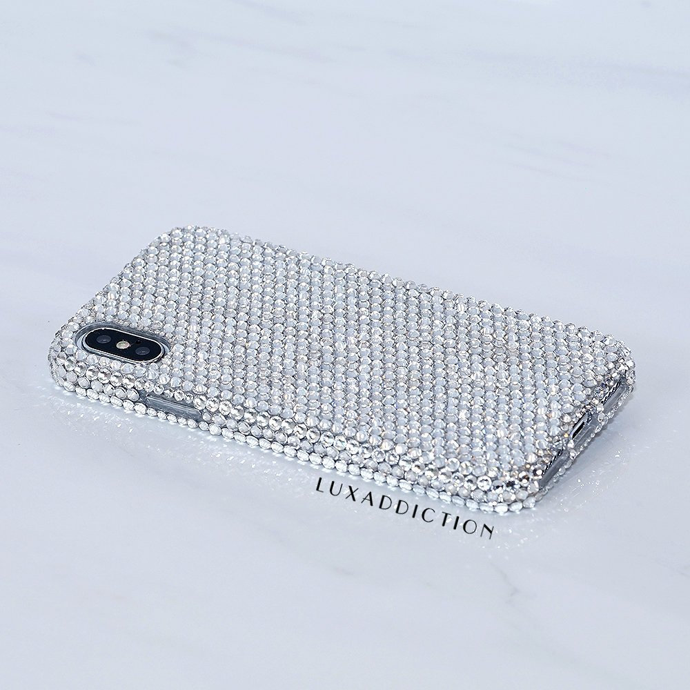 Bling Genuine Clear Crystals Case For iPhone X XS Max XR 7 8 Plus Samsung Galaxy S9 Note 9 / 8 Diamond Sparkle Easy Grip Protective Cover