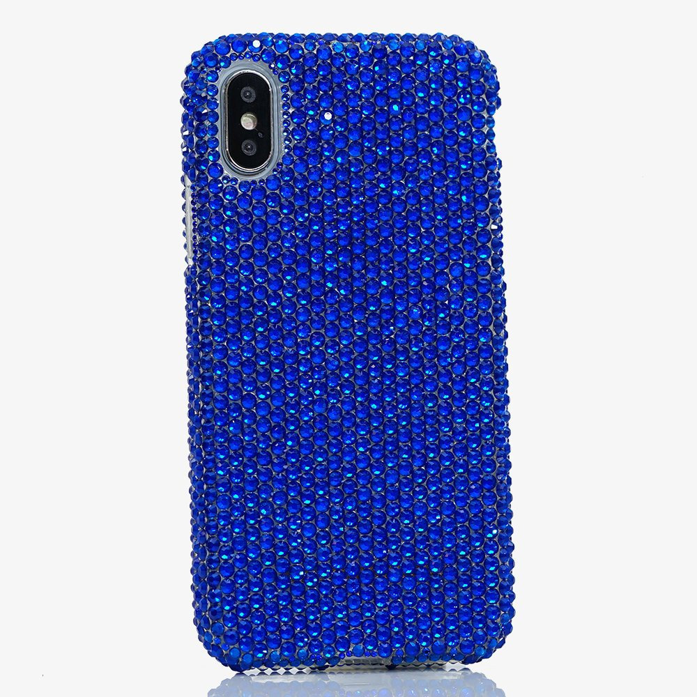 Bling Genuine Navy Blue Crystals Case For iPhone X XS Max XR 7 8 Plus Samsung Galaxy S9 Note 9 8 Diamond Sparkle Easy Grip Protective Cover