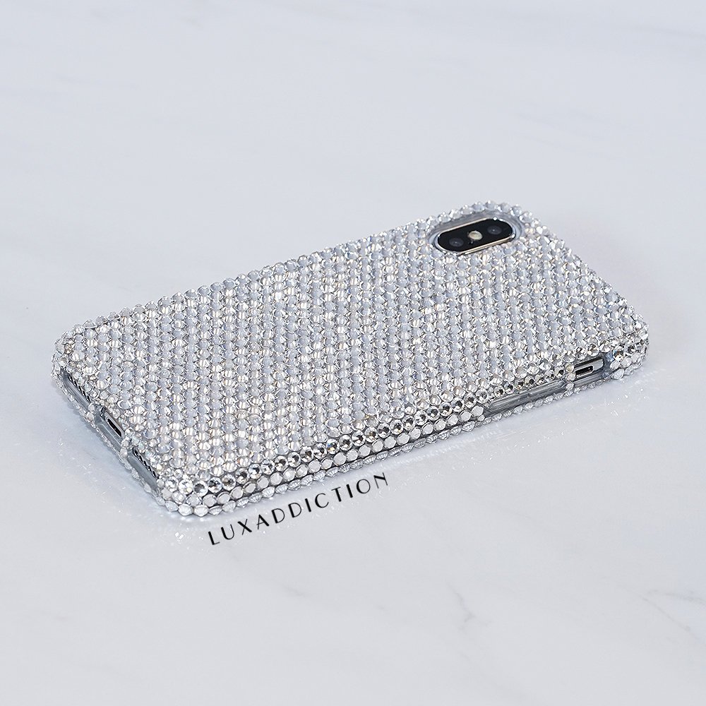 Iphone X / Xs Max / Xr / 8 / 7 Plus Case Made With Genuine Clear Crystals Diamond Bling Easy Grip Protective Cover