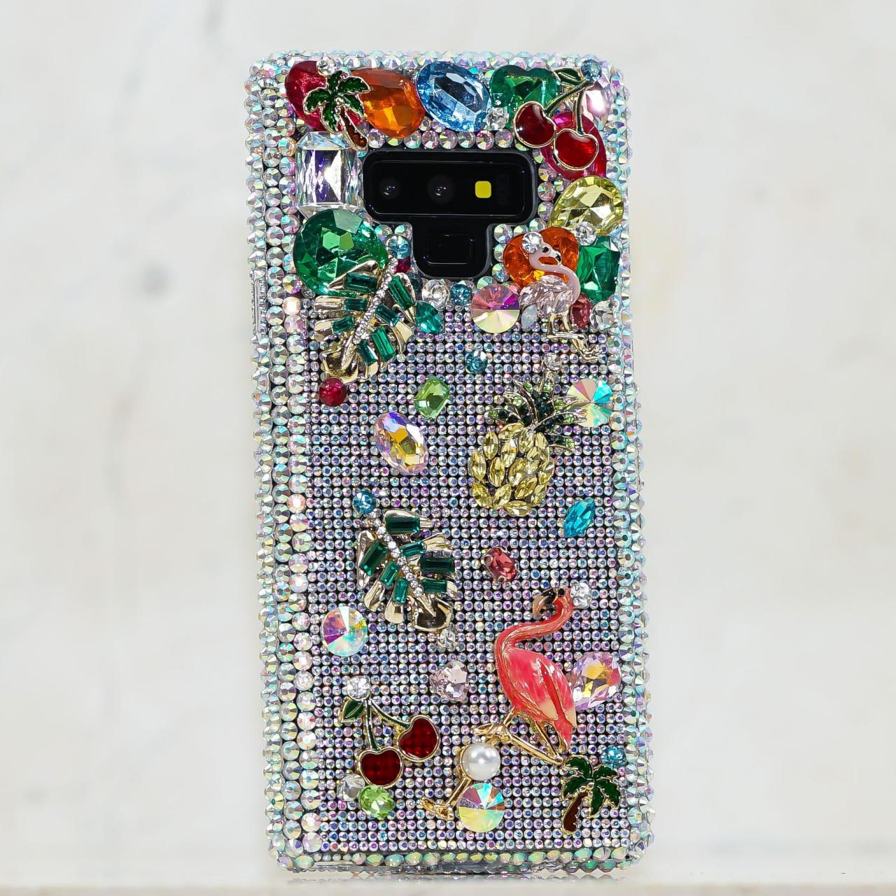 Bling Flamingo Design Genuine AB Crystals Diamond Sparkle Case For iPhone X XS Max XR 7 8 Plus Samsung Galaxy S9 plus Note 9
