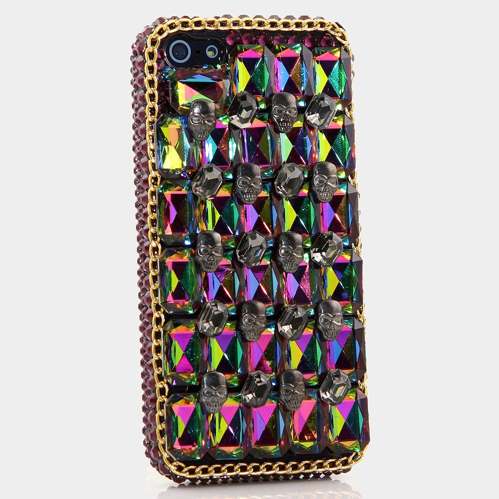 Bling Crystals Phone Case for iPhone 6 / 6s, iPhone 6 / 6s PLUS, iPhone 4, 5, 5S, 5C, Samsung Note 2, Note 3, Note 4, Galaxy S3, S4, S5, S6, S6 Edge, HTC ONE M9 (SINISTER SKULL DESIGN) By LuxAddiction