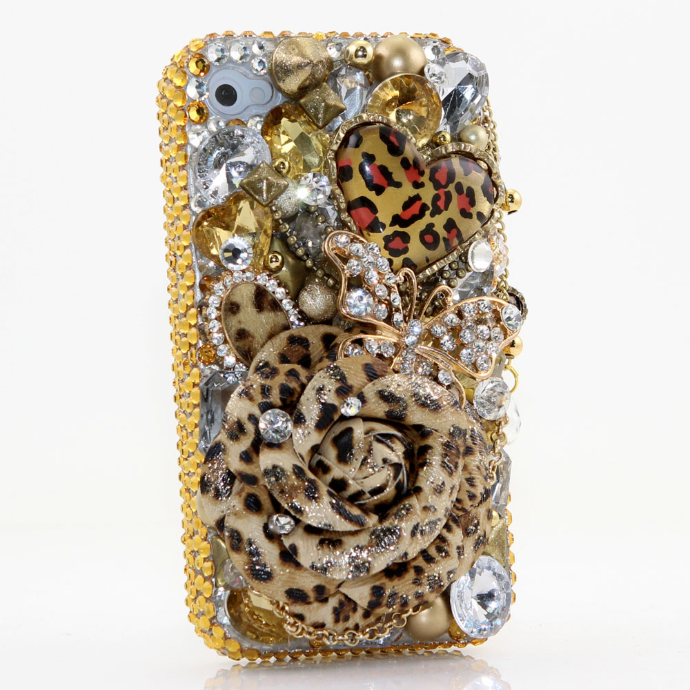 Bling Crystals Phone Case for iPhone 6 / 6s, iPhone 6 / 6s PLUS, iPhone 4, 5, 5S, 5C, Samsung Note 2, Note 3, Note 4, Galaxy S3, S4, S5, S6, S6 Edge, HTC ONE M9 (LEOPARD LOVERS DESIGN) By LuxAddiction
