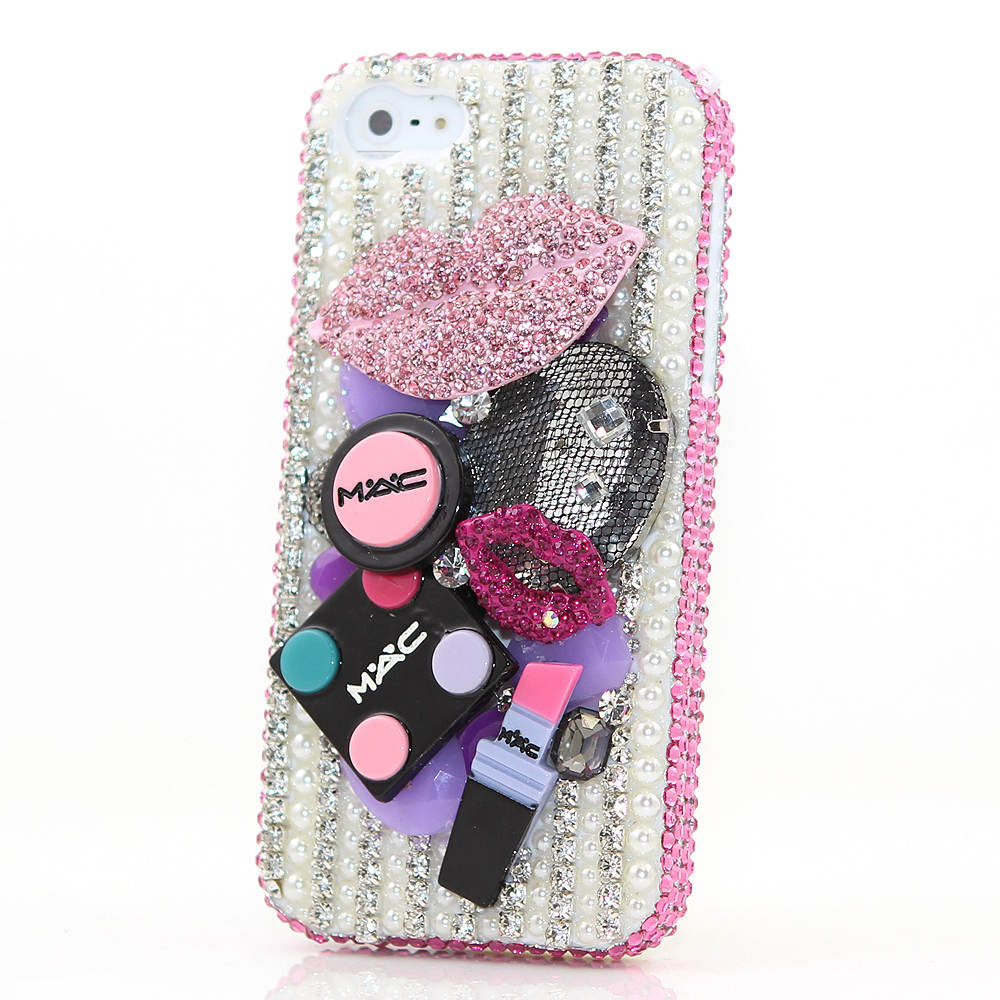 Bling Crystals Phone Case for iPhone 6 / 6s, iPhone 6 / 6s PLUS, iPhone 4, 5, 5S, 5C, Samsung Note 2, Note 3, Note 4, Galaxy S3, S4, S5, S6, S6 Edge, HTC ONE M9 (MISS MAKE-UP DESIGN) By LuxAddiction