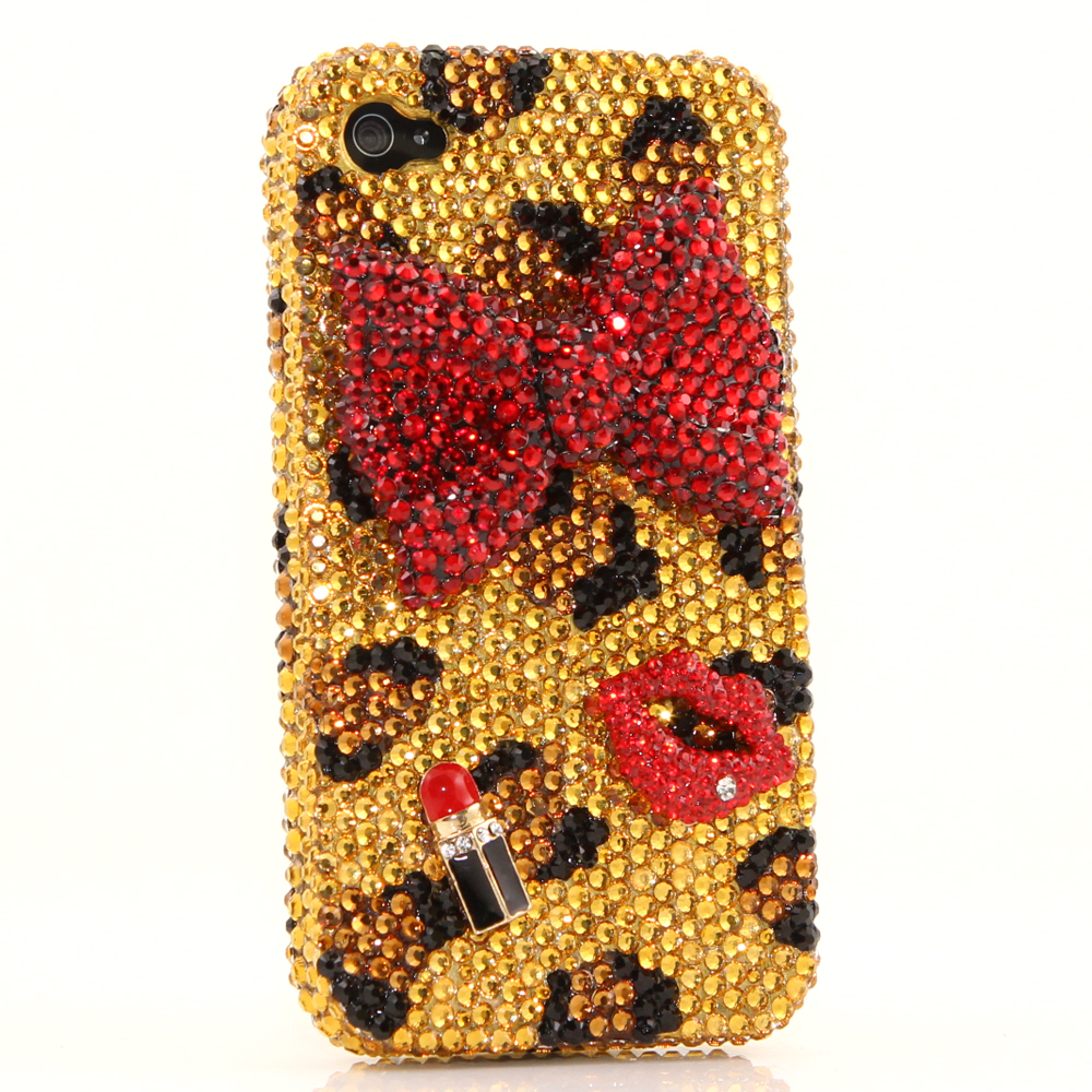 Bling Crystals Phone Case for iPhone 6 / 6s, iPhone 6 / 6s PLUS, iPhone 4, 5, 5S, 5C, Samsung Note 2, Note 3, Note 4, Galaxy S3, S4, S5, S6, S6 Edge, HTC ONE M9 (GIRLY LEOPARD DESIGN) By LuxAddiction