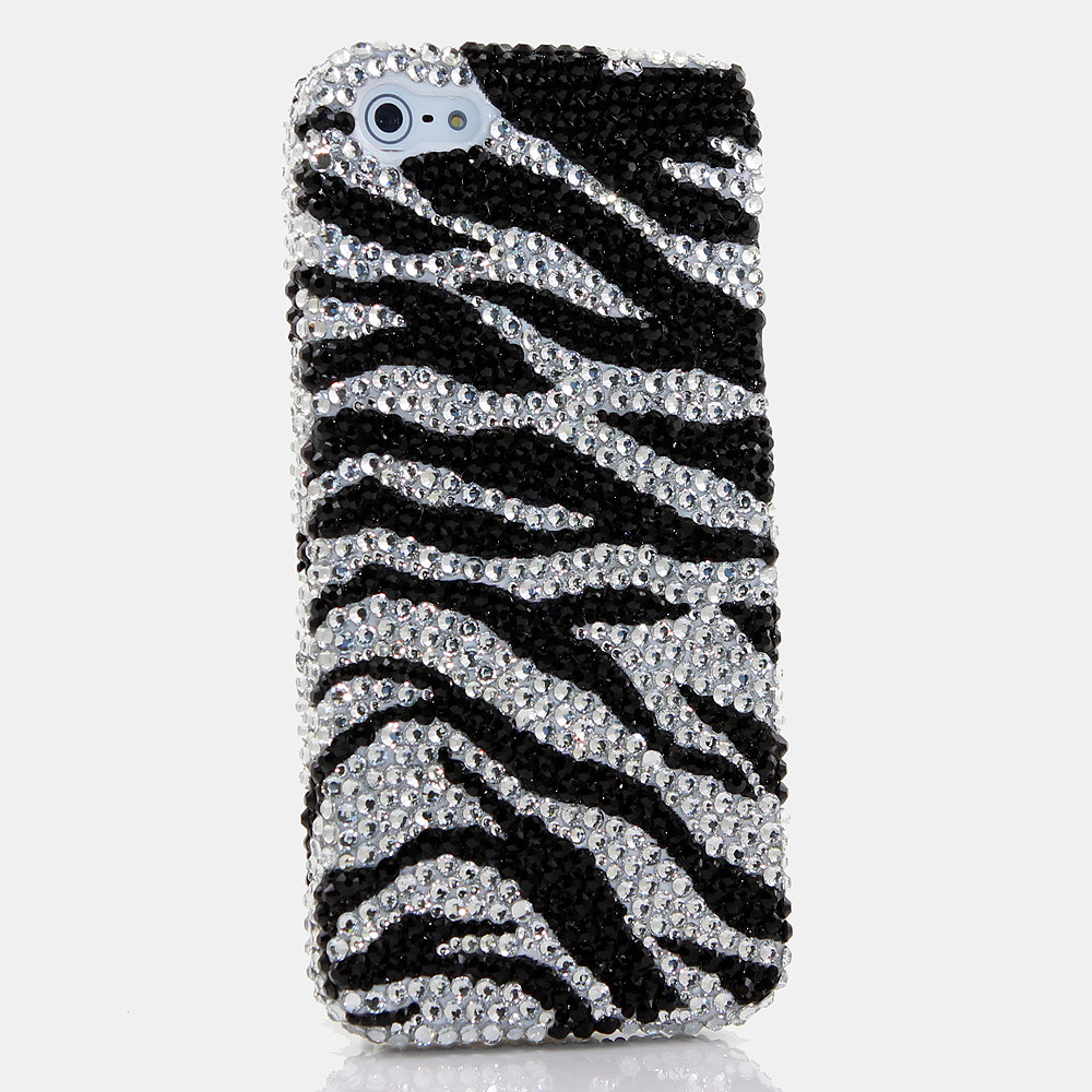 Bling Crystals Phone Case for iPhone 6 / 6s, iPhone 6 / 6s PLUS, iPhone 4, 5, 5S, 5C, Samsung Note 2, Note 3, Note 4, Galaxy S3, S4, S5, S6, S6 Edge, HTC ONE M9 (BLACK AND WHITE ZEBRA DESIGN) By LuxAddiction