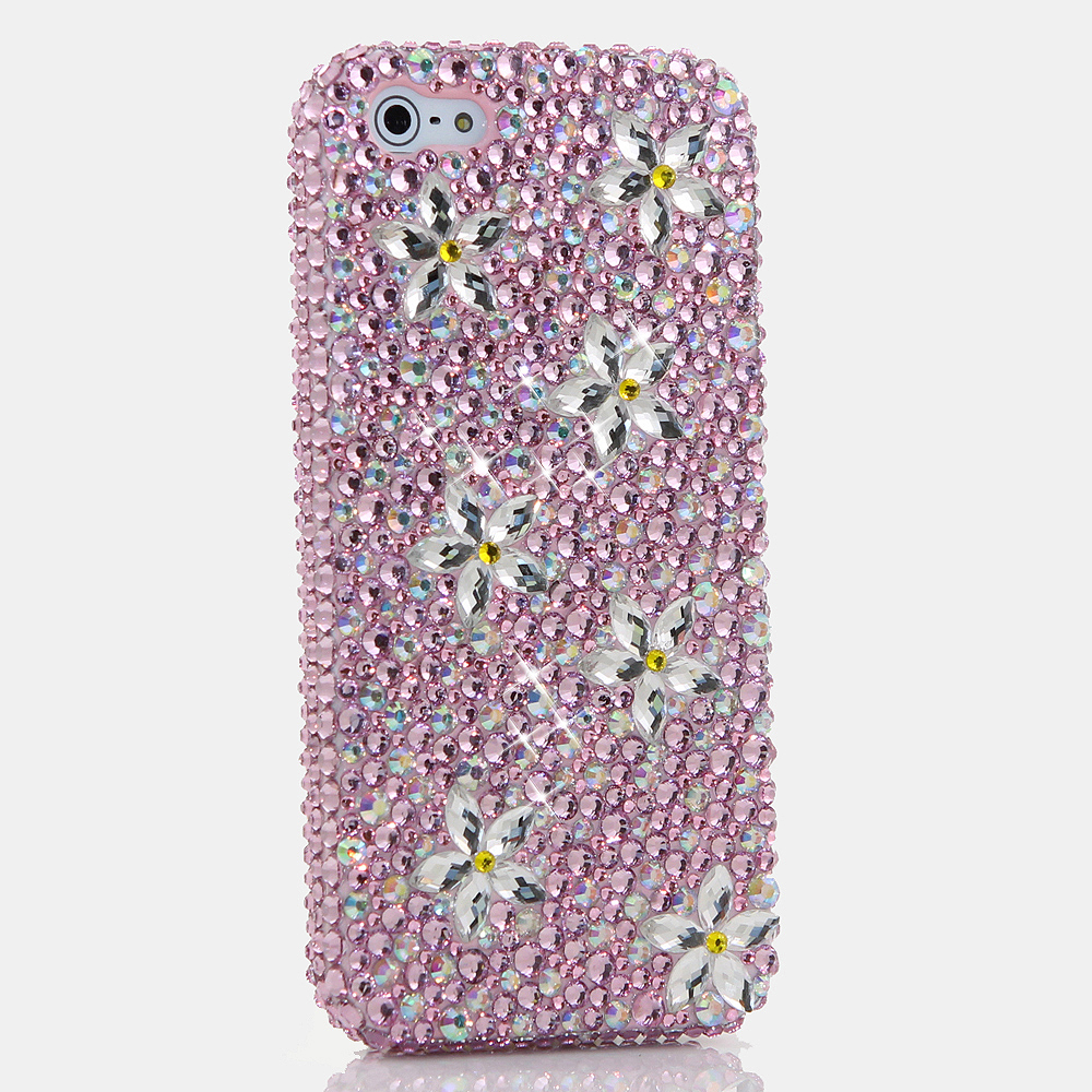 Bling Crystals Phone Case for iPhone 6 / 6s, iPhone 6 / 6s PLUS, iPhone 4, 5, 5S, 5C, Samsung Note 2, Note 3, Note 4, Galaxy S3, S4, S5, S6, S6 Edge, HTC ONE M9 (PINK DAISY DESIGN) By LuxAddiction