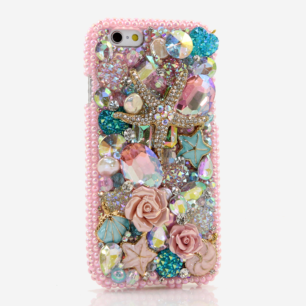 Bling Crystals Phone Case for iPhone 6 / 6s, iPhone 6 / 6s PLUS, iPhone 4, 5, 5S, 5C, Samsung Note 2, Note 3, Note 4, Galaxy S3, S4, S5, S6, S6 Edge, HTC ONE M9 (GOLDEN SEA STAR DESIGN) By LuxAddiction