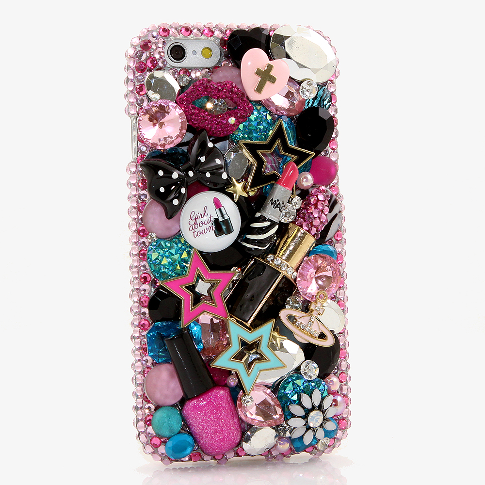Bling Crystals Phone Case for iPhone 6 / 6s, iPhone 6 / 6s PLUS, iPhone 4, 5, 5S, 5C, Samsung Note 2, Note 3, Note 4, Galaxy S3, S4, S5, S6, S6 Edge, HTC ONE M9 (MAKEUP LOVER DESIGN) By LuxAddiction