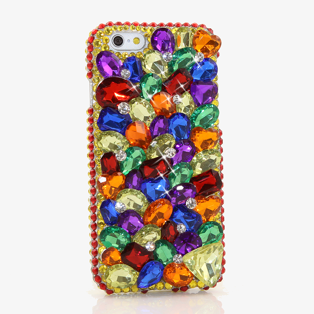 Bling Crystals Phone Case for iPhone 6 / 6s, iPhone 6 / 6s PLUS, iPhone 4, 5, 5S, 5C, Samsung Note 2, Note 3, Note 4, Galaxy S3, S4, S5, S6, S6 Edge, HTC ONE M9 (THE RAINBOW DESIGN) By LuxAddiction