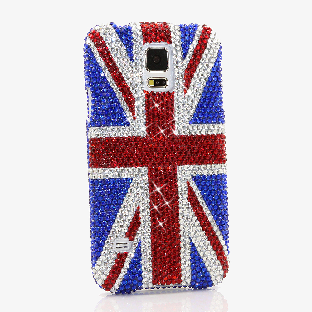 Bling Crystals Phone Case for iPhone 6 / 6s, iPhone 6 / 6s PLUS, iPhone 4, 5, 5S, 5C, Samsung Note 2, Note 3, Note 4, Galaxy S3, S4, S5, S6, S6 Edge, HTC ONE M9 (BRITISH FLAG DESIGN By LuxAddiction