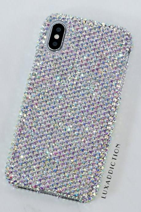 iPhone X / XS Max / XR / Xs / 8 / 7 Case Made With Genuine Aurora Borealis Crystals Diamond Bling Easy Grip Cover