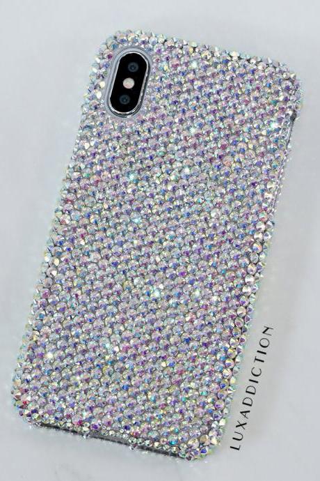 Bling Genuine Aurora Borealis Crystals Case With Matching Iced Popsocket For iPhone X XS Max XR 7 8 Plus Samsung Galaxy S9 Note 9 / 8