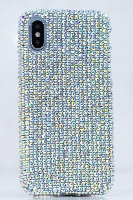 Bling Genuine Aurora Borealis Rainbow Crystals Case For iPhone X XS Max XR 7 8 Plus Samsung Galaxy S9 Note 9 / 8 Diamond Sparkle Cover
