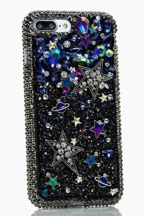 Bling Universe Star Genuine Crystals Diamond Sparkle Easy Grip Case For iPhone X XS Max XR 7 8 Plus Samsung Galaxy S9 Note 9, 8 Gift For Her